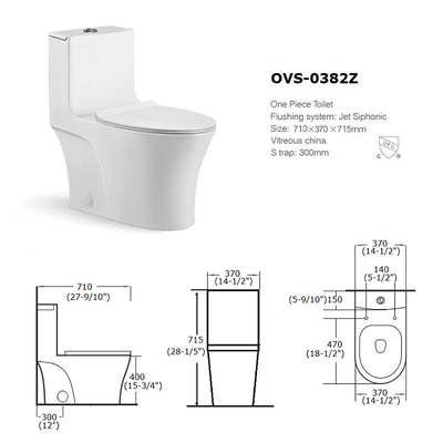 सिरेमिक वन पीस टॉयलेट सेल्फ क्लीनिंग ग्लेज़ेड सरफेस 1.6 Gpf लम्बा टॉयलेट