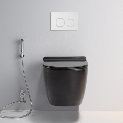 चीनी मिट्टी के बरतन एक टुकड़ा निर्बाध दीवार लम्बी शौचालय काले रंग घुड़सवार