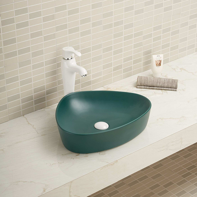 कम जल अवशोषण काउंटर शीर्ष बाथरूम सिंक हरा रंग अनियमित बेसिन