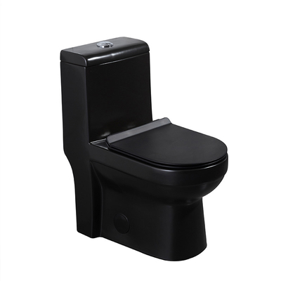 काला एक टुकड़ा लम्बा शौचालय 1.6 जीपीएफ साइफन जेट शौचालय फ्लशिंग सिस्टम